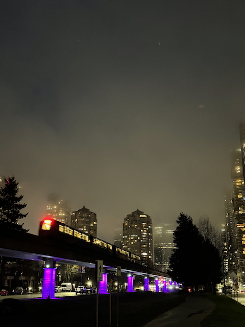 Photograph of the skytrain to Metrotown.